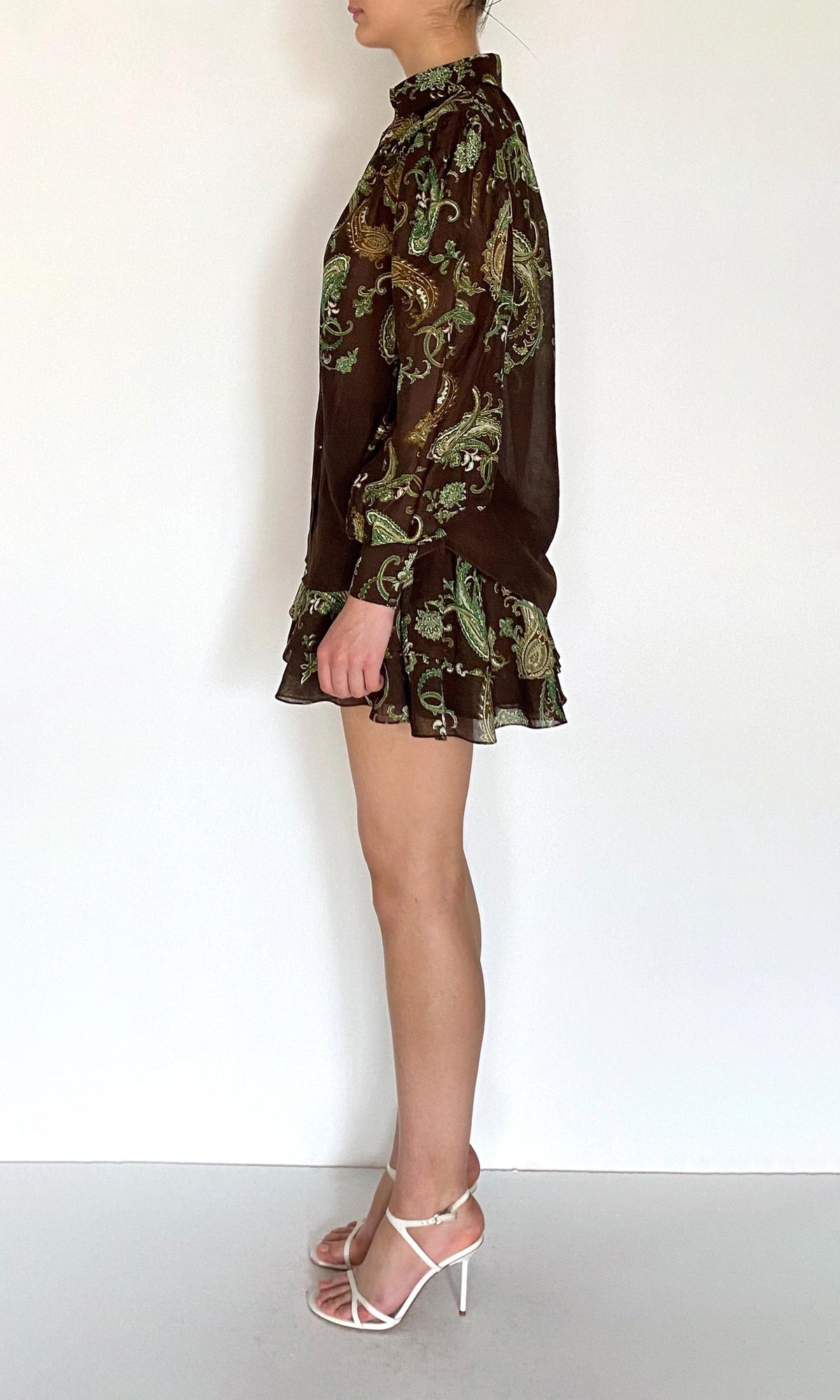 Hemant And Nandita | Dira Viscose Organza Linen Boho Shirt | Dark Brown