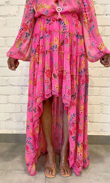 Womens | Fiora Viscose Crinkle Chiffon Long Skirt | Pink