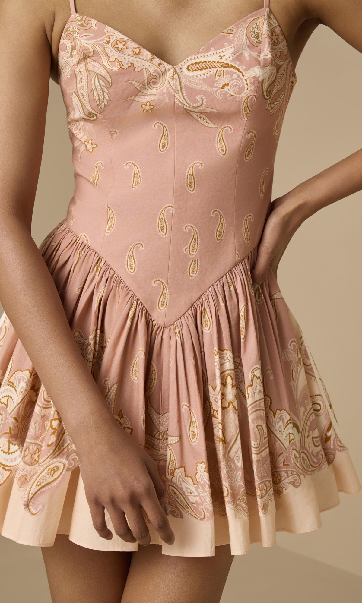 Hemant And Nandita | Fiza Cotton Poplin Short Dress | Powder Pink