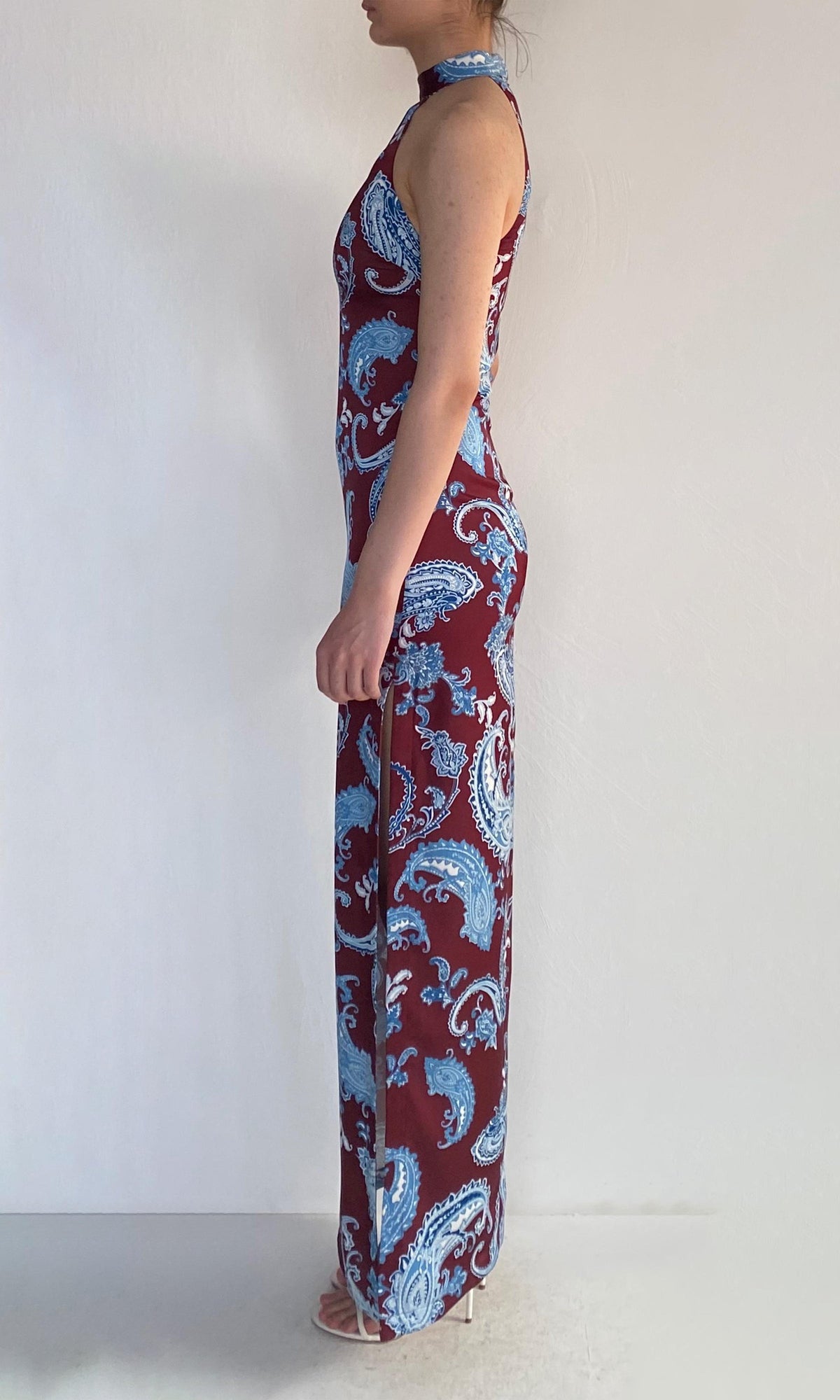 Womens | Hiba Polyester Double Satin Long Dress | Merlot