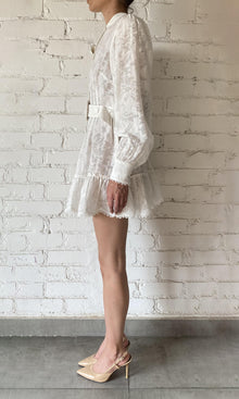 Womens | Ilara Viscose Nylon Jacquard Short Dress | White