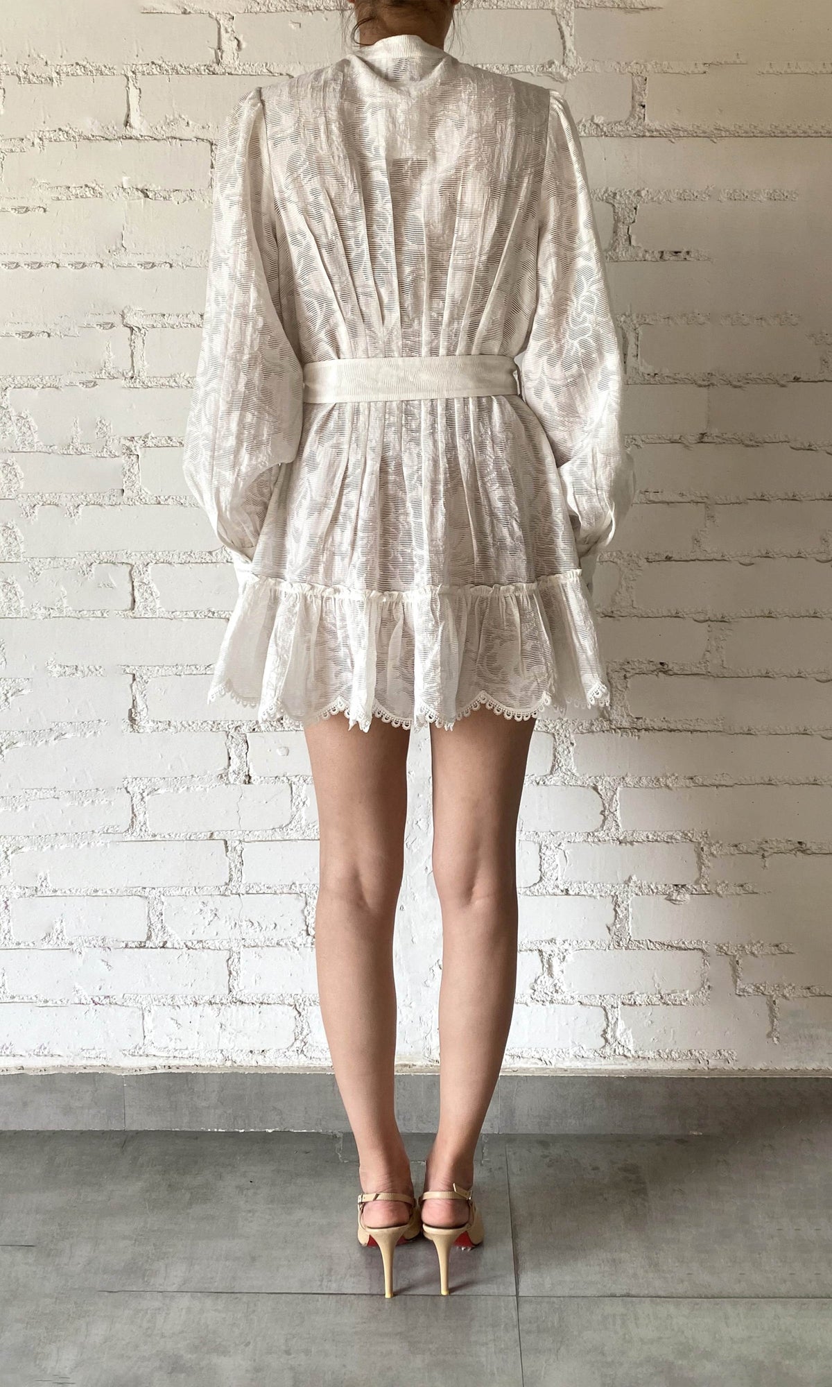 Womens | Ilara Viscose Nylon Jacquard Short Dress | White