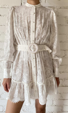 Womens | Ilara Viscose Nylon Jacquard Short Dress | White
