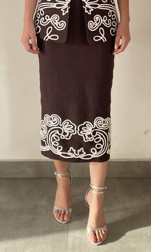 Womens | Ilaya Linen Cotton Midi Skirt | Brown