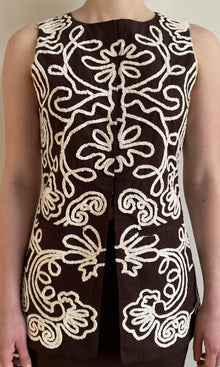 Womens | Ilaya Linen Cotton Waist Coat | Brown