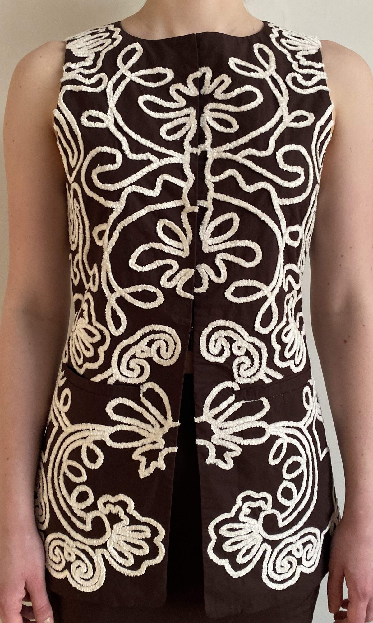 Womens | Ilaya Linen Cotton Waist Coat | Brown