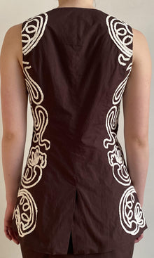 Womens | Ilaya Linen Cotton Waist Coat | Brown