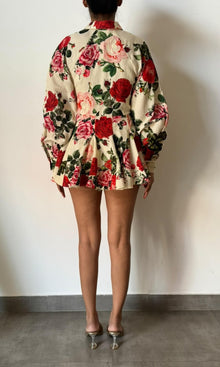 Womens | Inv Cotton Linen Short Dress With Puff Sleeve | Multi Floral