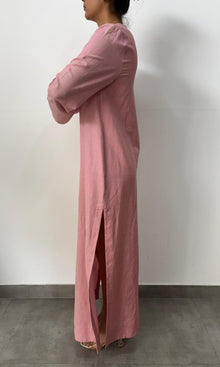 Womens | Inv Linen Cotton Long Kaftan | Pink