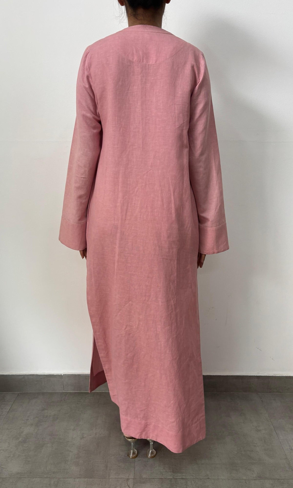 Womens | Inv Linen Cotton Long Kaftan | Pink