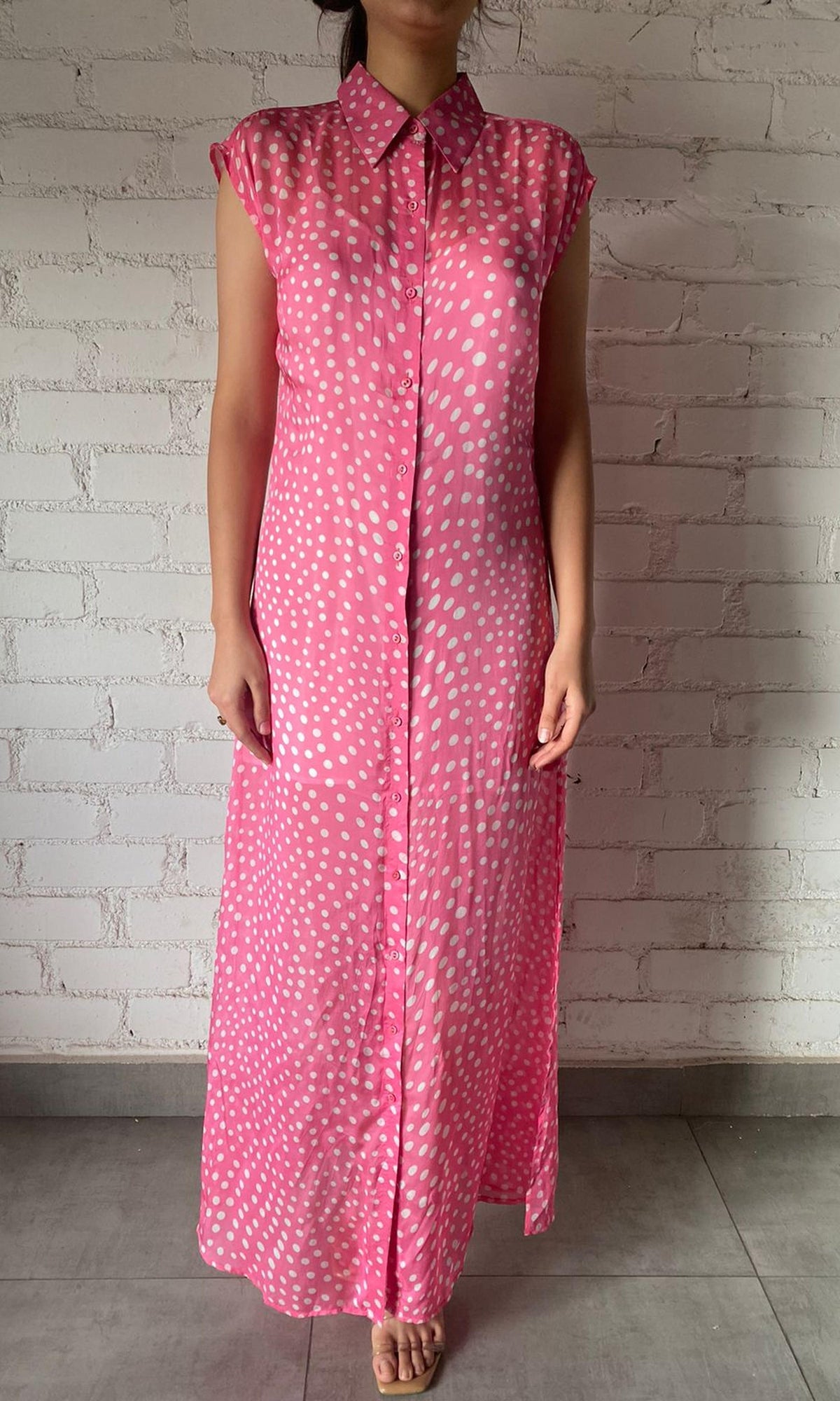 Womens | Inv Viscose Flat Chiffon Long Dress | Pink
