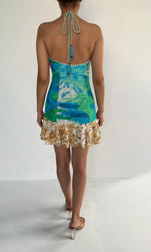 Hemant And Nandita | Inv Cotton Schiffli Short Dress | Blue