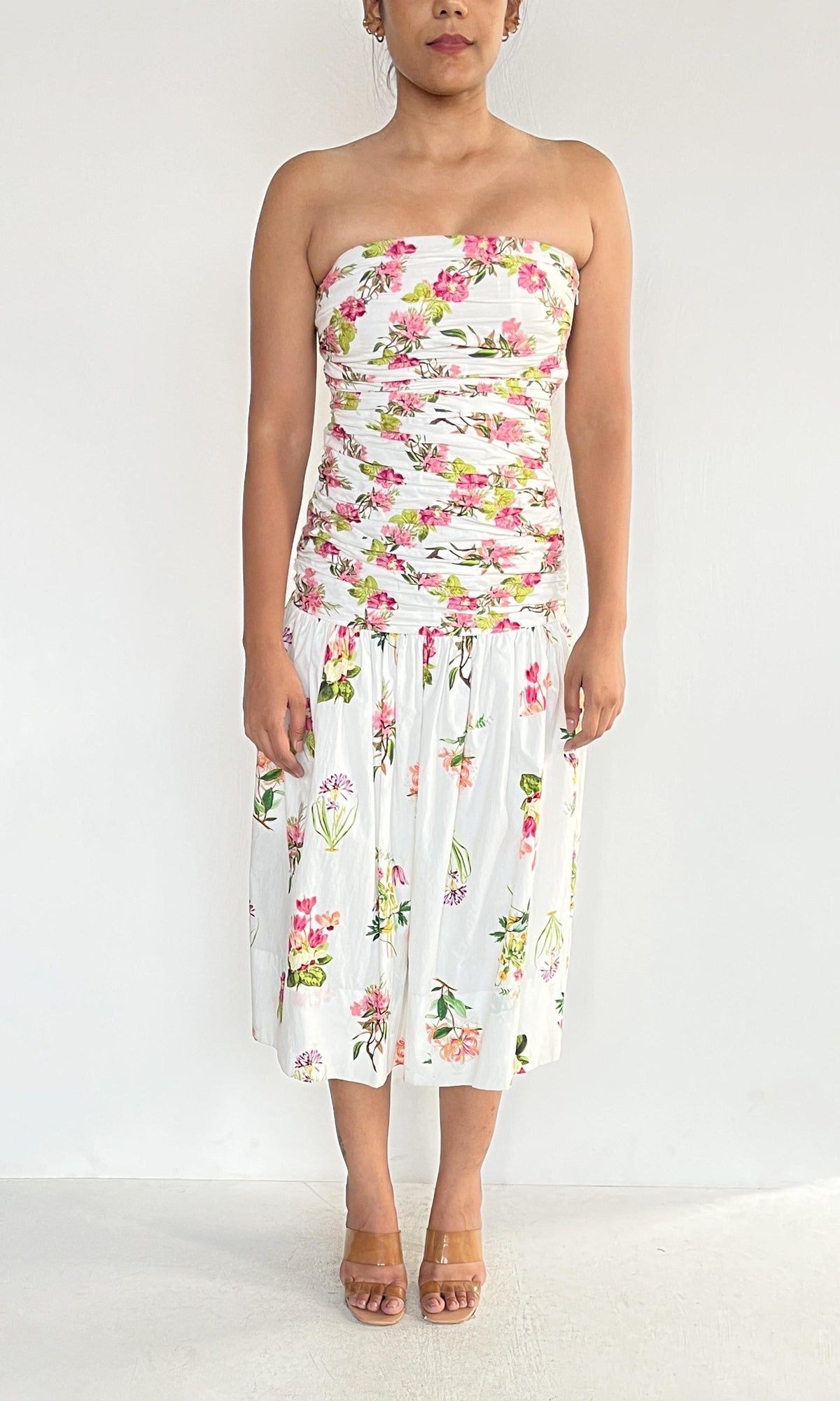 Womens | Inv Cotton Poplin Midi Dress | White Multi