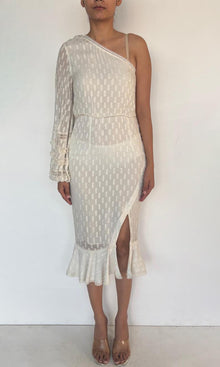 Hemant And Nandita | Inv Viscose Georgette Lurex Midi Dress | Wht605In25-White