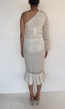 Hemant And Nandita | Inv Viscose Georgette Lurex Midi Dress | Wht605In25-White