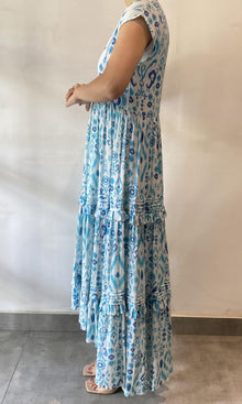 Womens | Inv Viscose Crinkle Rayon Long Dress | Blue