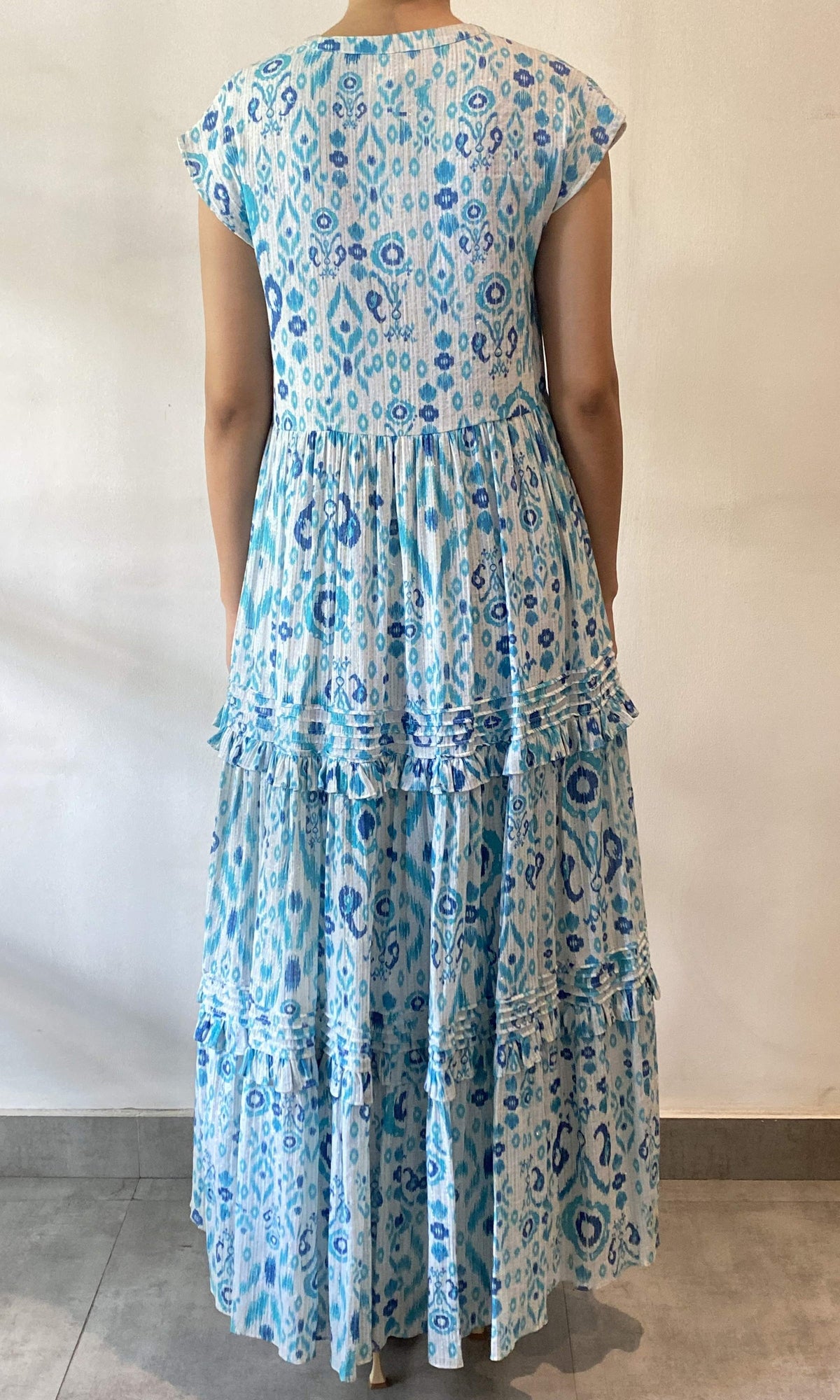 Womens | Inv Viscose Crinkle Rayon Long Dress | Blue