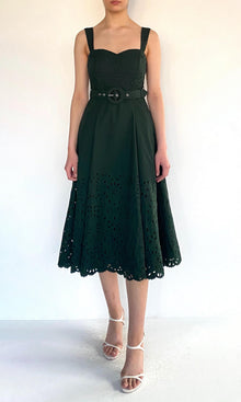Womens | Kyna Cotton Poplin Midi Dress | Green