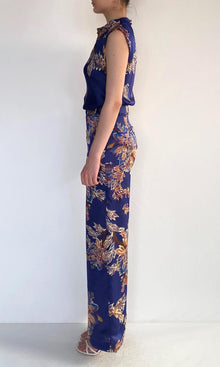 Womens | Leela Viscose Satin Straight Pants | Midnight Blue