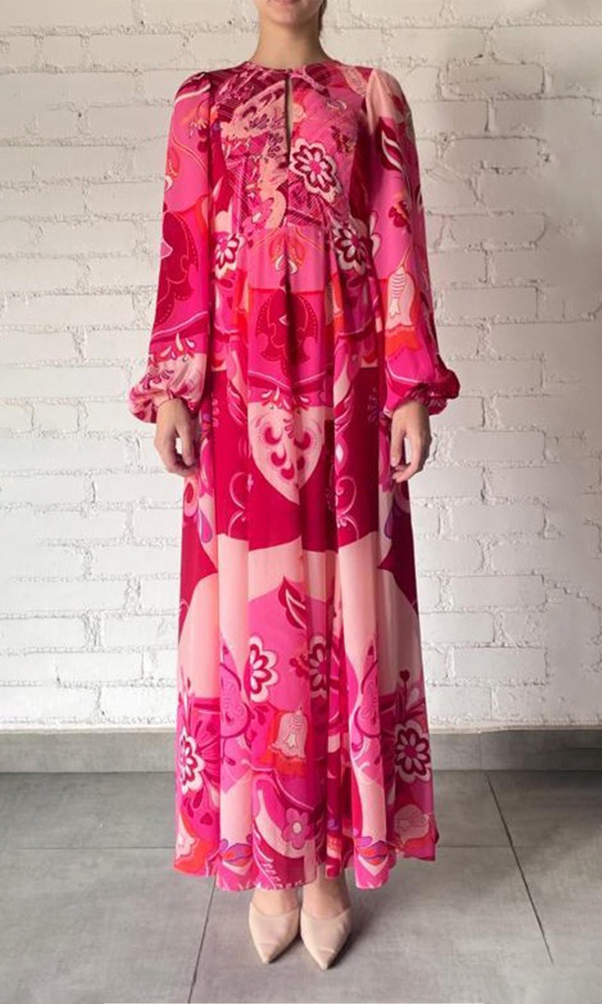 Womens | Malak Bemberg Cupro Crepe Long Dress | Peach Pink