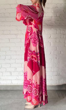 Womens | Malak Bemberg Cupro Crepe Long Dress | Peach Pink