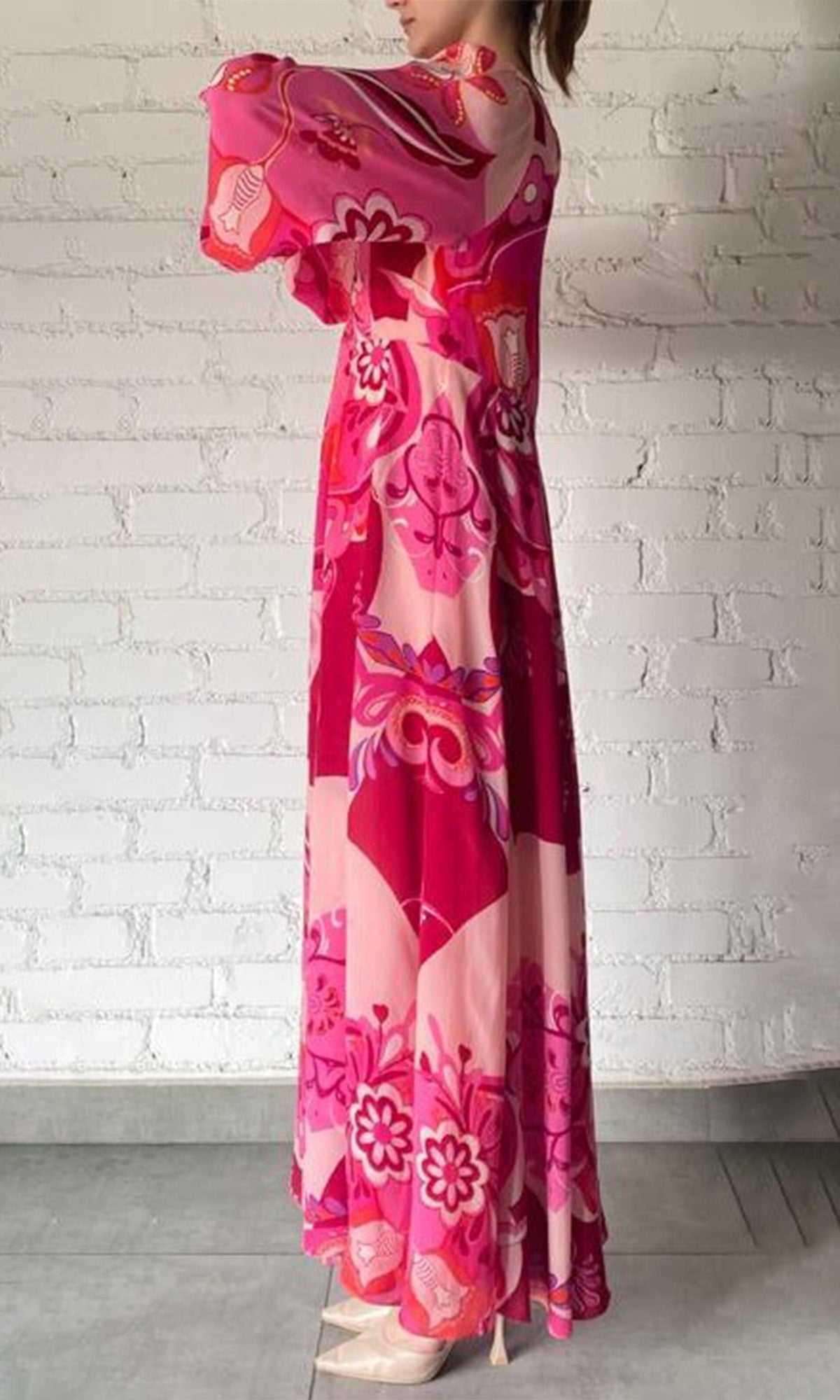 Womens | Malak Bemberg Cupro Crepe Long Dress | Peach Pink
