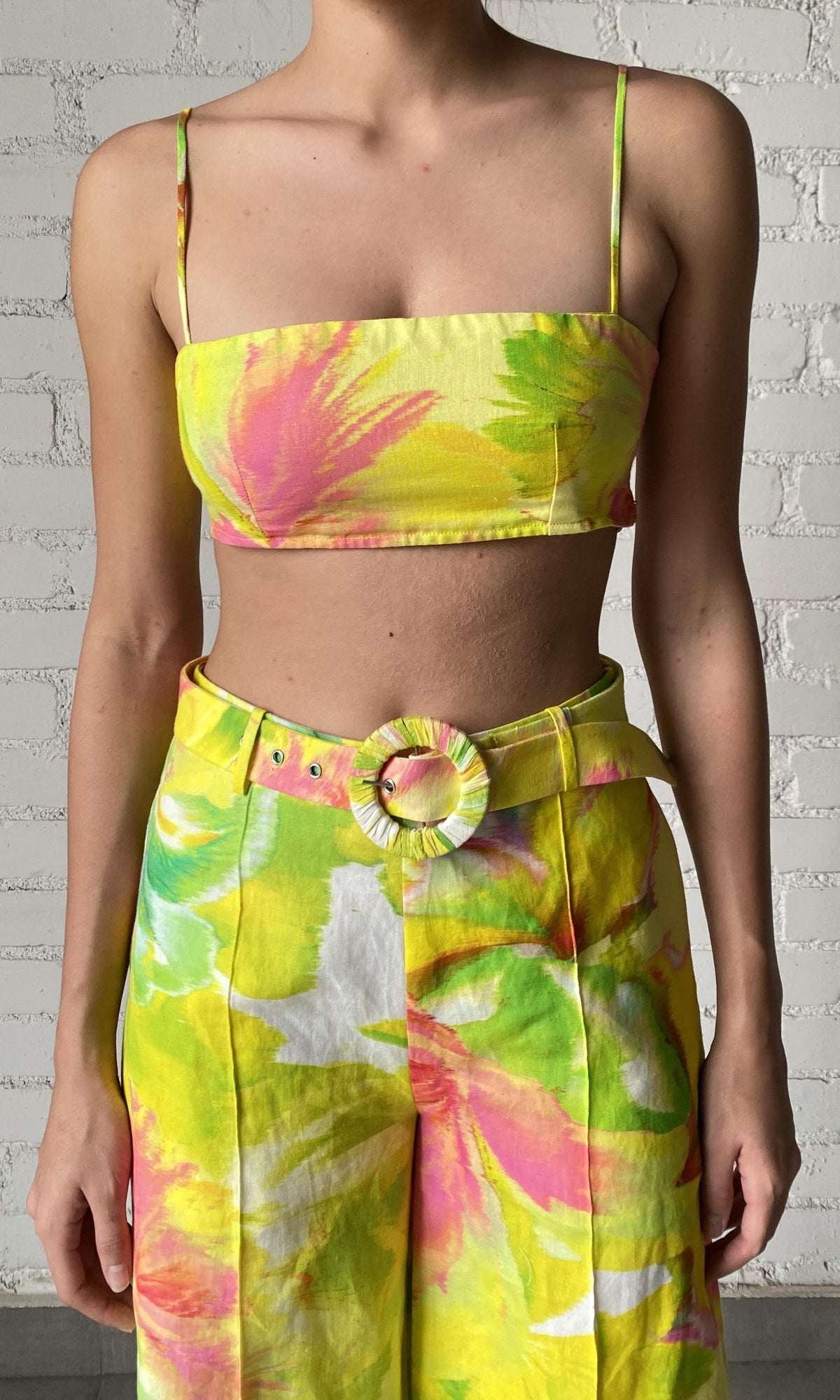 Womens | Mina Linen Cotton Bandeau | Yellow Floral