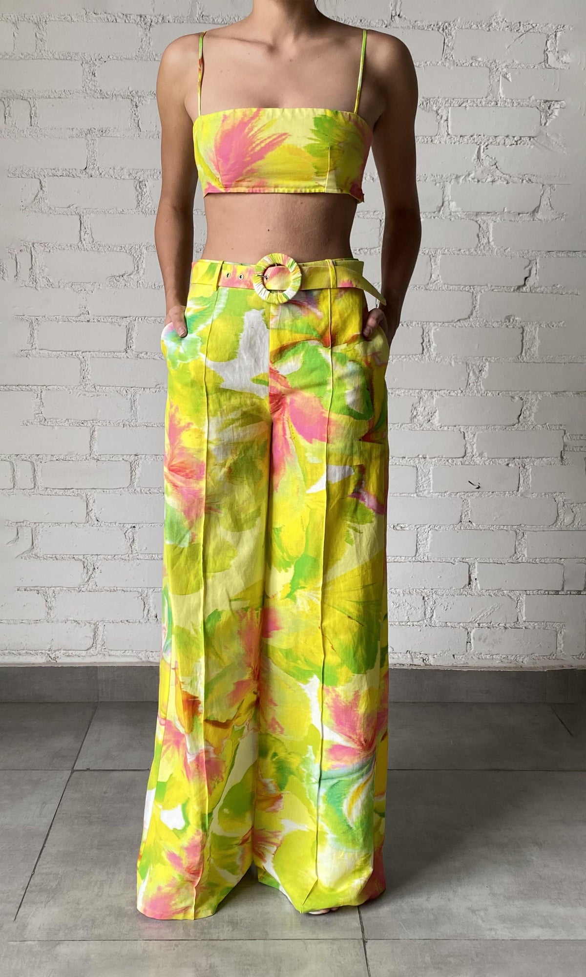 Womens | Mina Linen Cotton Bandeau | Yellow Floral