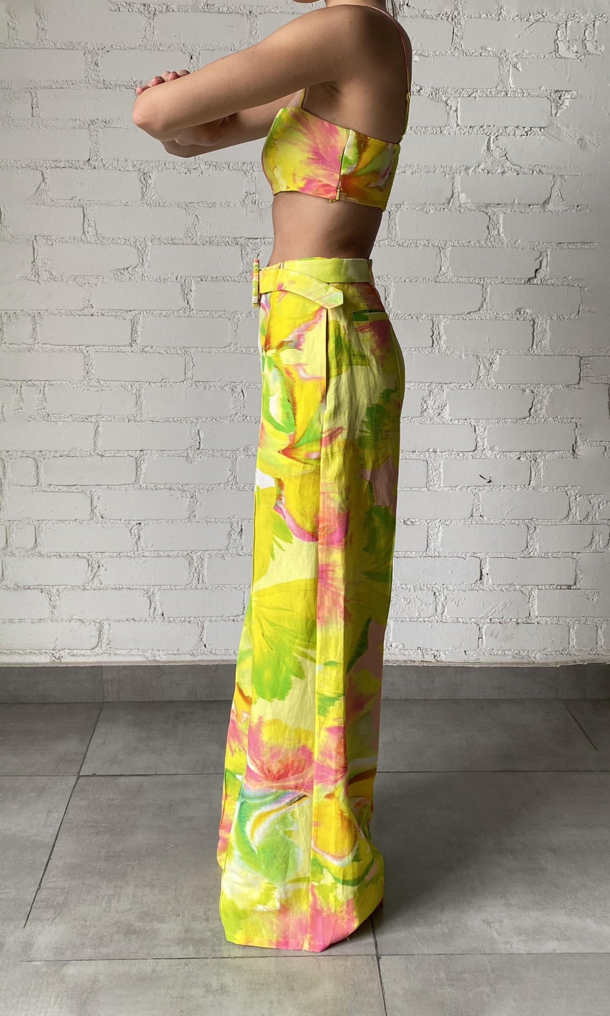 Womens | Mina Cotton Linen Bandeau | Yellow Floral