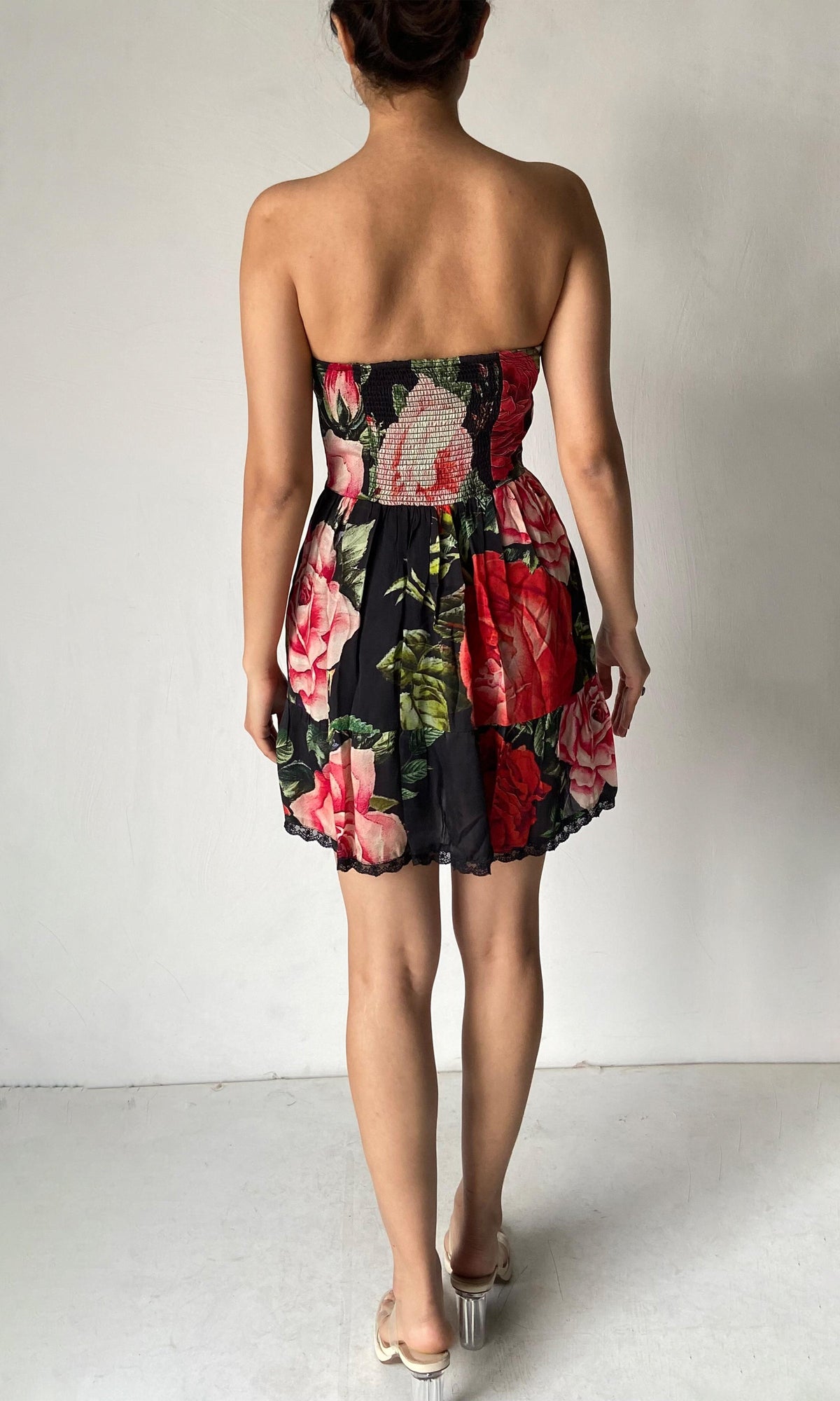 Womens | Maaz Viscose Satin Short Dress | Black Multi