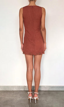 Womens | Nain Linen Cotton Square Neck Mini Dress | Brown