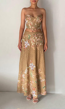 Womens | Nava Cotton Schiffli Long Skirt | Beige