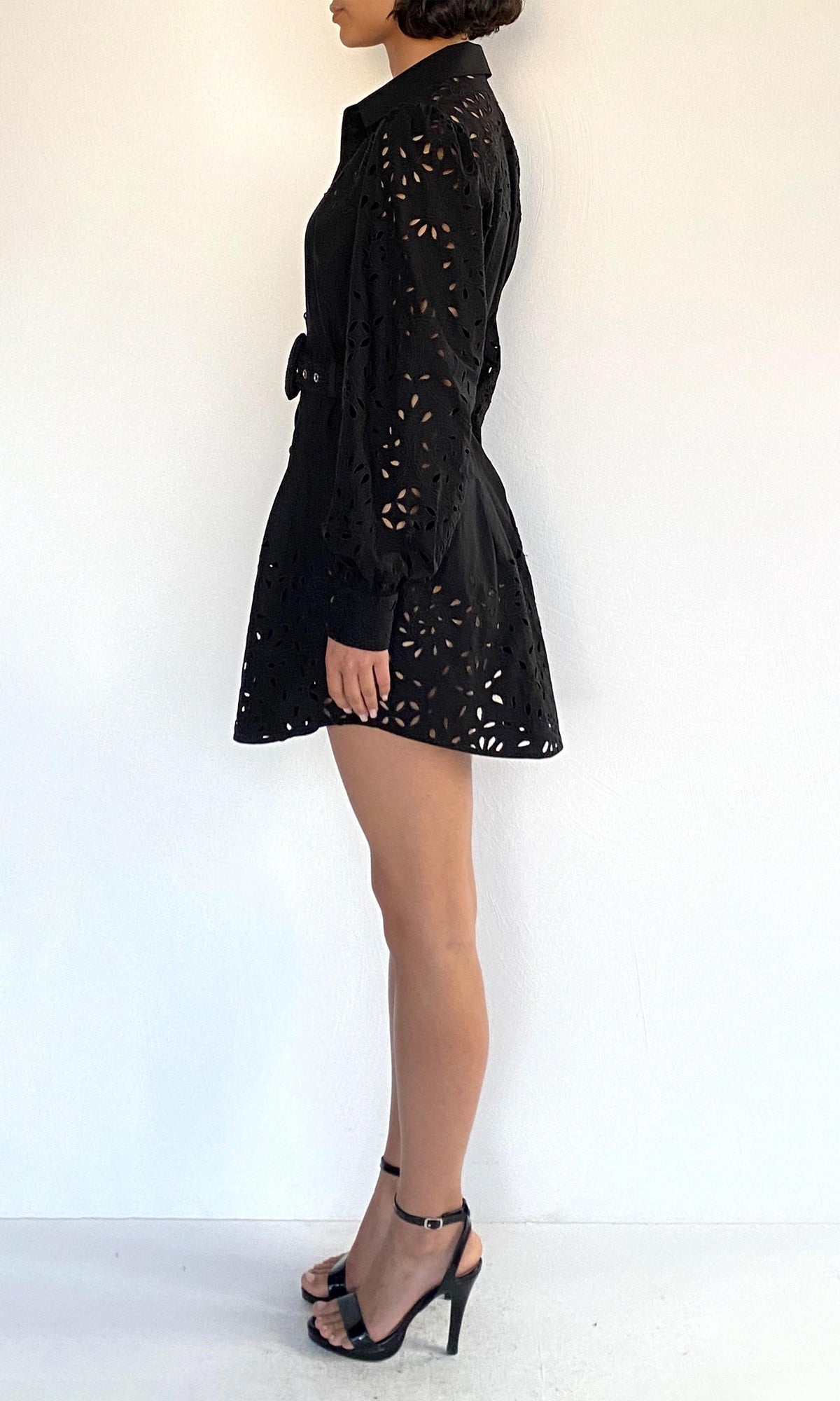 Hemant And Nandita | Rai Cotton Poplin Shirt Mini Dress | Black