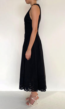 Womens | Rai Cotton Poplin Boat Neck Midi Dress | Black