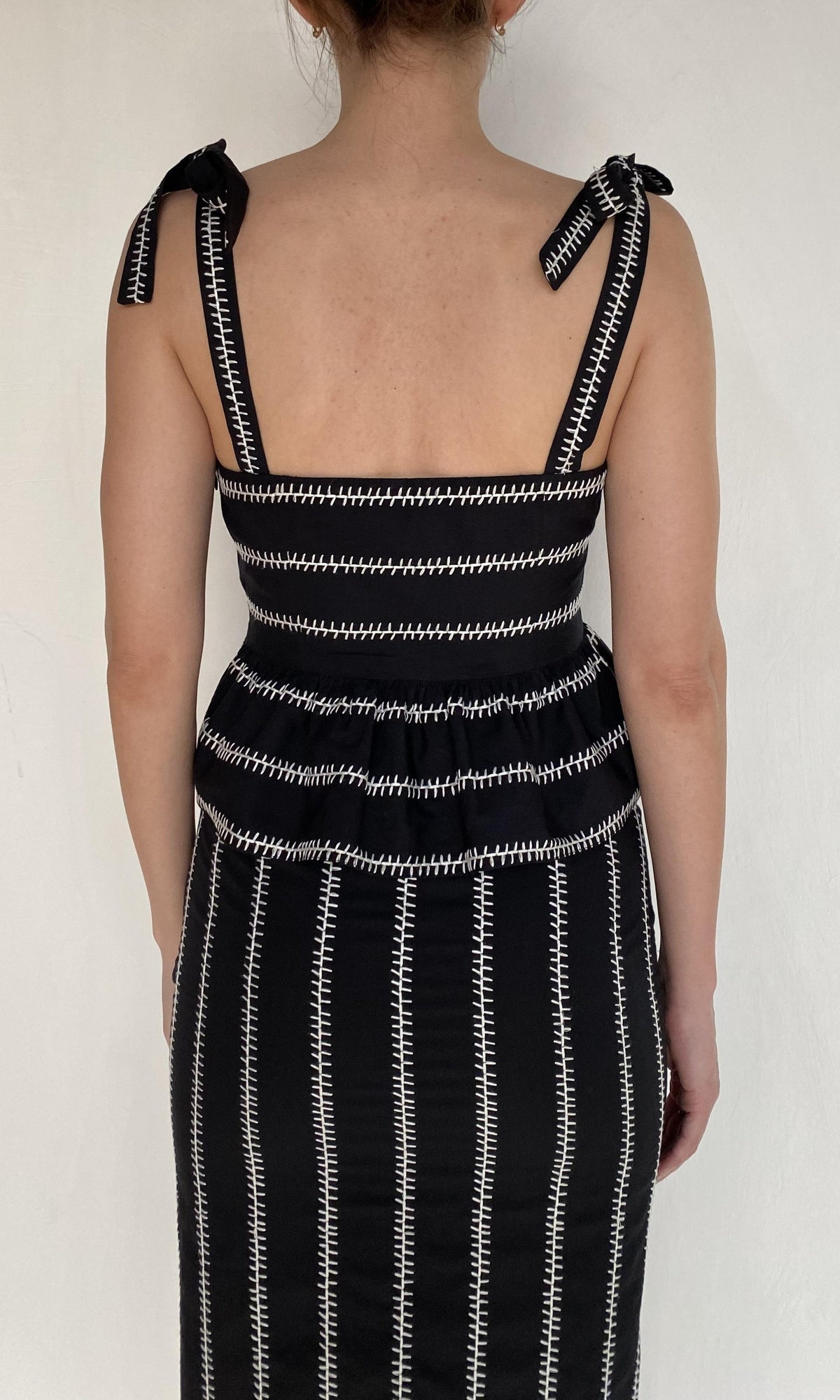 Womens | Rekh Organza Strap Peplum Top | Black
