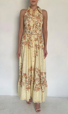 Hemant And Nandita | Riah Cotton Schiffli Long Shirt Dress With Buckle Belt | Ivory