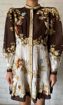 Hemant And Nandita | Rohi Linen Cotton Short Dress | Brown/White