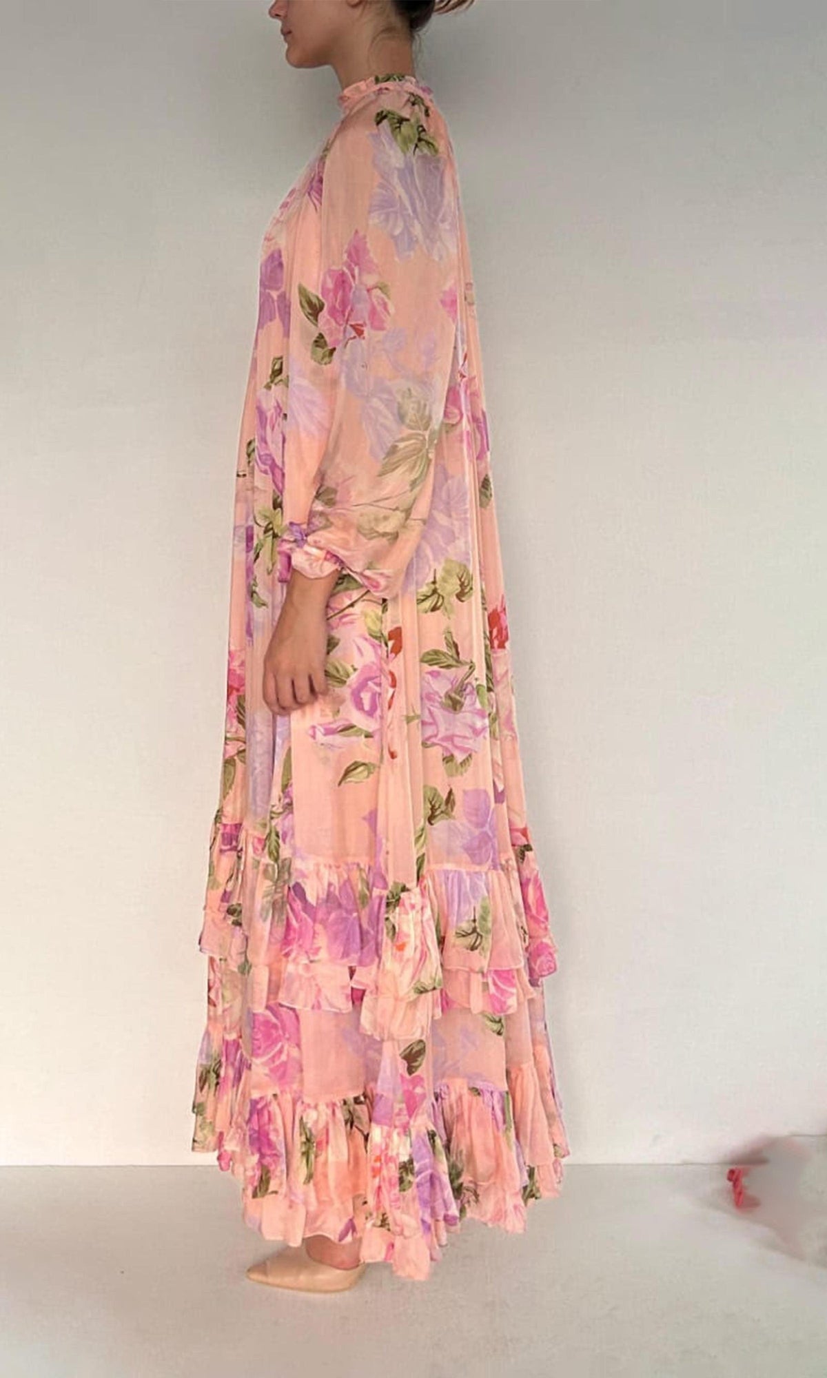 Womens | Ruba Viscose Flat Chiffon Maxi Dress | Pink