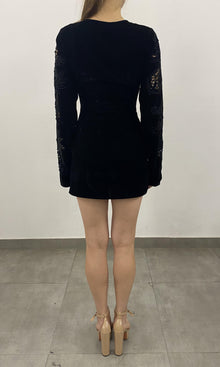 Womens | Sehr Polyester Crushed Velvet Short Dress | FA23 | Black