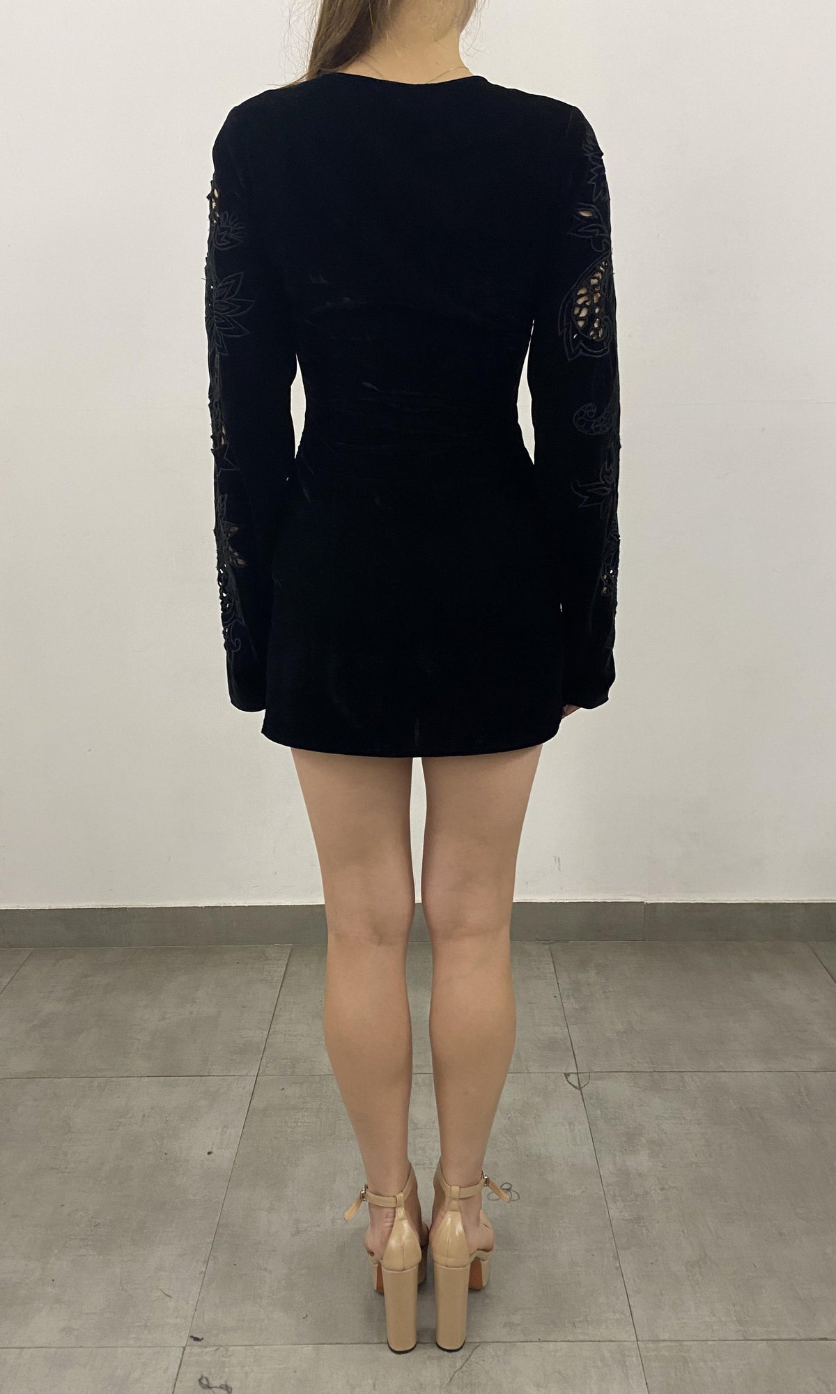 Womens | Sehr Polyester Crushed Velvet Short Dress | FA23 | Black