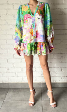 Hemant And Nandita | Tiva Linen Cotton Short Dress | Multicolor
