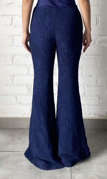 Womens | Tiya Viscose Georgette Jacquard Pants | Navy