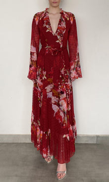 Womens | Tuhi Chiffon Long Dress | Red