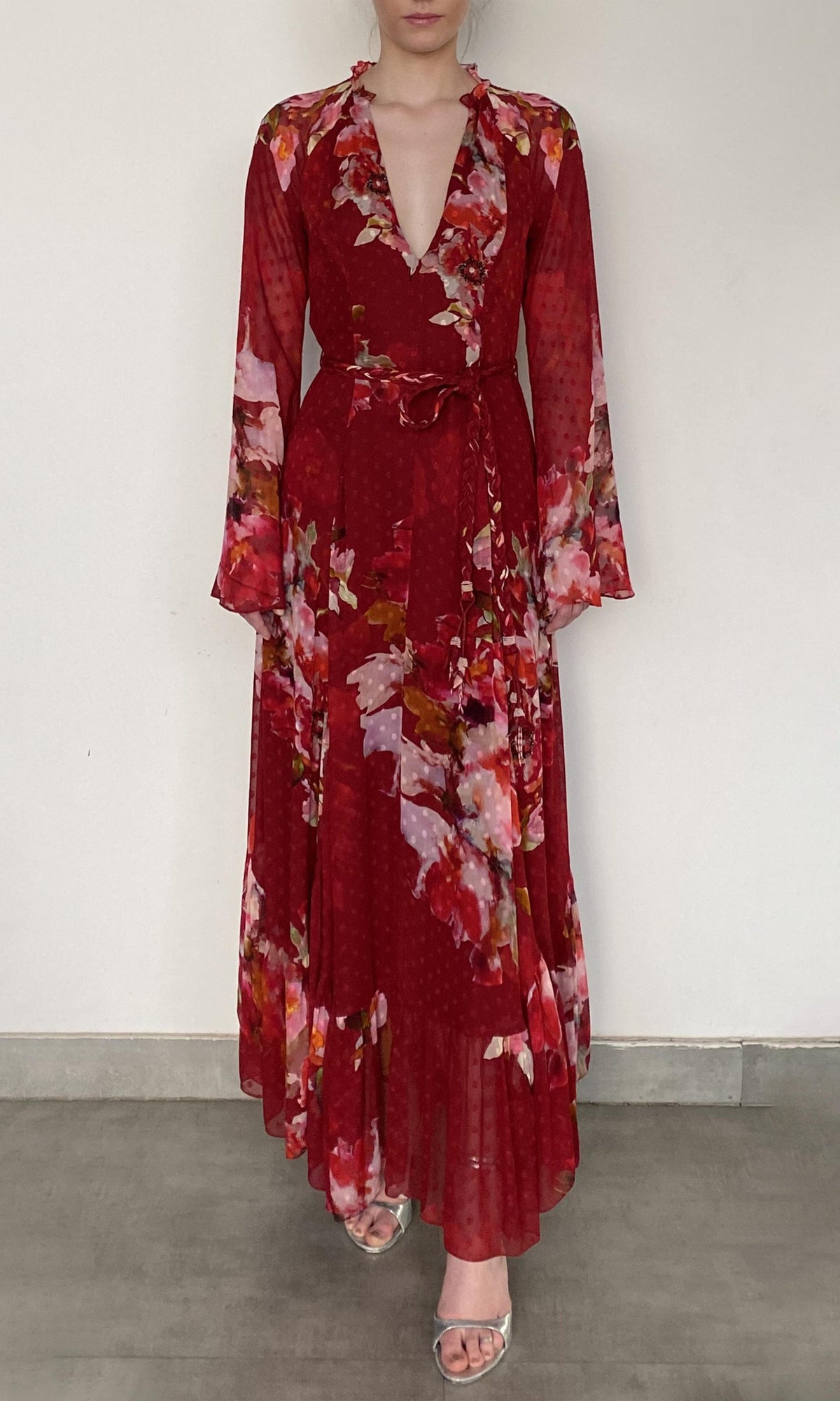 Womens | Tuhi Chiffon Long Dress | Red