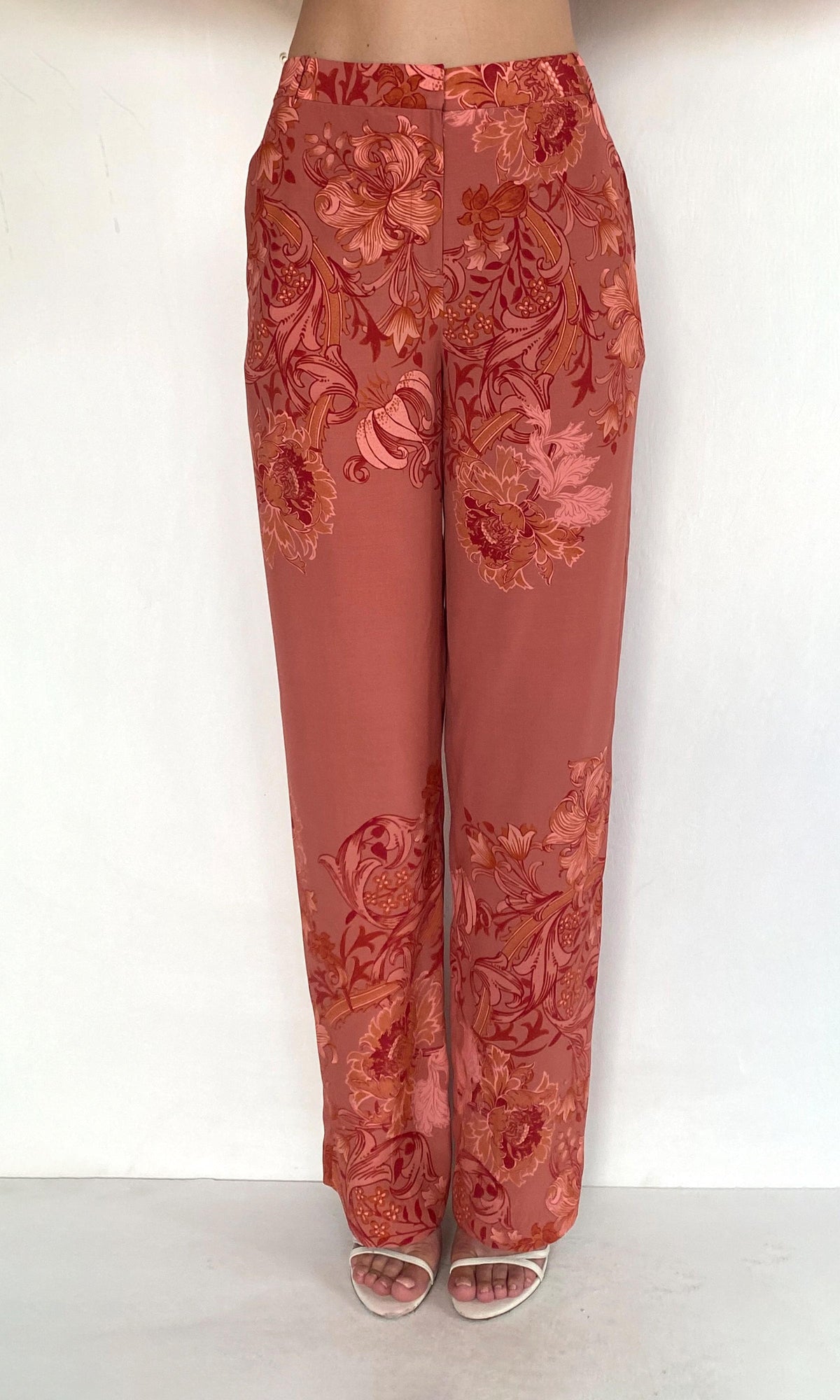Womens | Vine Viscose Heavy Crepe Straight Pants | Coral