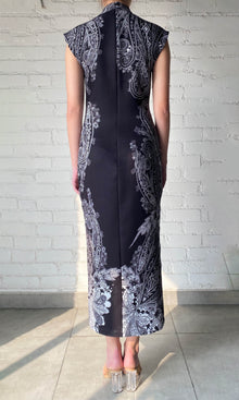 Hemant And Nandita | Viri Heavy Crepe Long Dress | Black White
