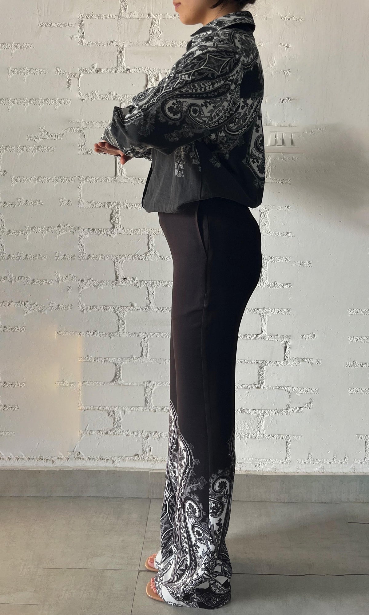 Womens | Viri Heavy Crepe Pants | Black White