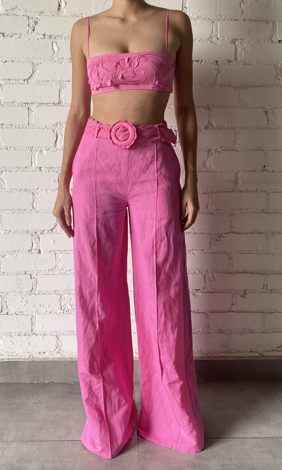 Womens | Yuri Linen Cotton Bandeau | Pink