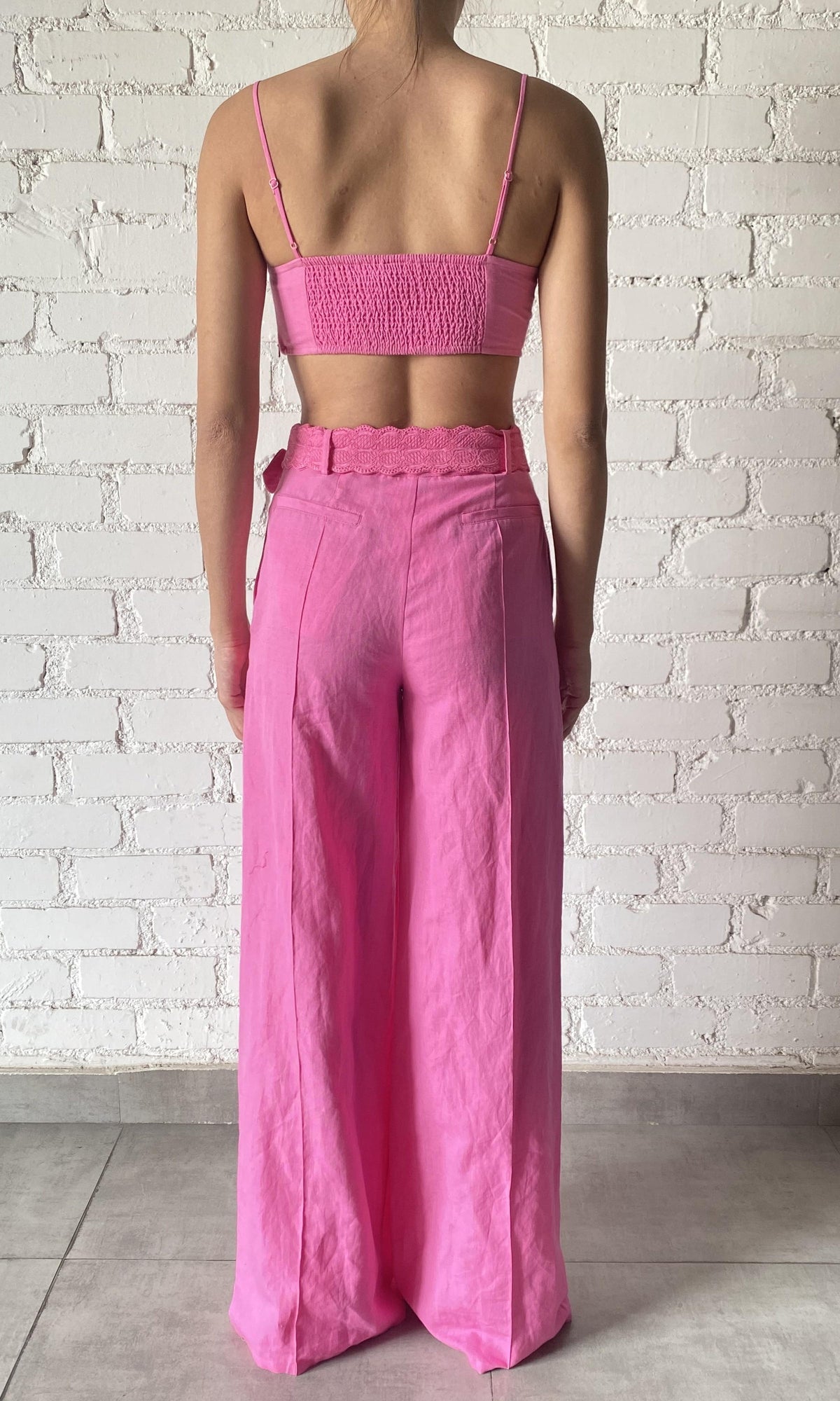 Womens | Yuri Linen Cotton Bandeau | Pink