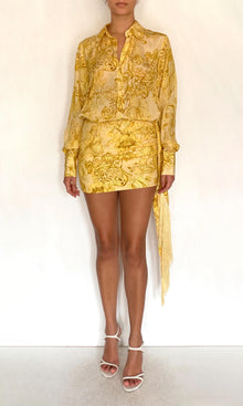 Womens | Zar Viscose Heavy Crepe Fringed Mini Skirt | Yellow